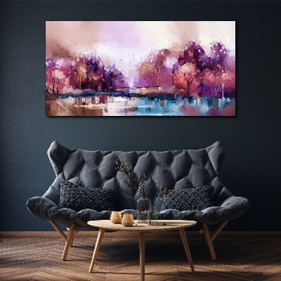 Pink reflections in a winter landscape Canvas Wall art
