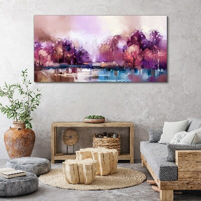 Pink reflections in a winter landscape Canvas Wall art