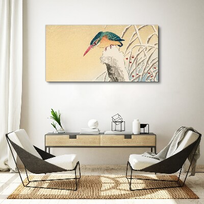 A bird against a delicate landscape Canvas Wall art