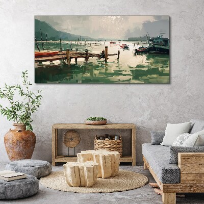 Port lake ships up Canvas Wall art