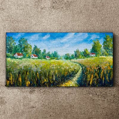 Village tree sky landscape Canvas Wall art