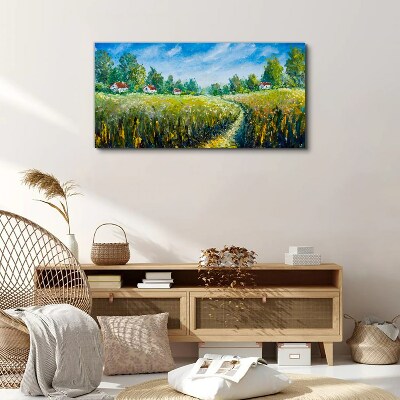 Summer landscapes with country houses Canvas Wall art