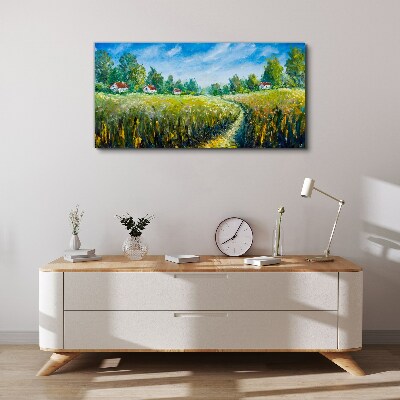 Summer landscapes with country houses Canvas Wall art