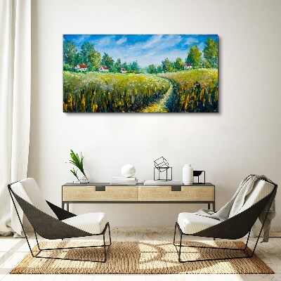 Summer landscapes with country houses Canvas Wall art