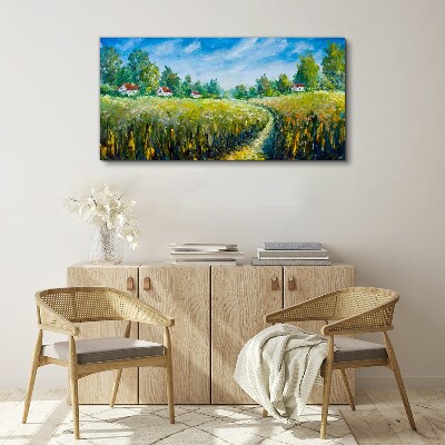 Summer landscapes with country houses Canvas Wall art