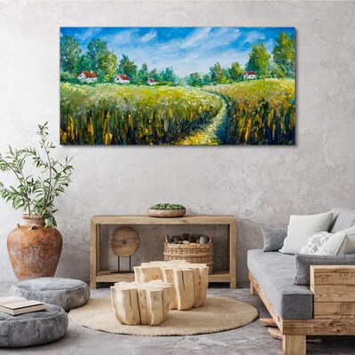 Village tree sky landscape Canvas Wall art
