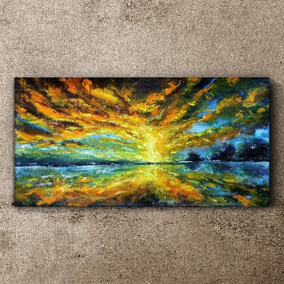 Golden clouds over calm water Canvas Wall art