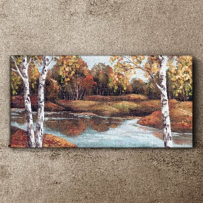 Autumn scenery by the river Canvas Wall art