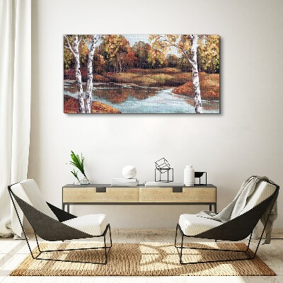 Autumn scenery by the river Canvas Wall art