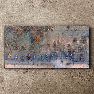 A quiet port in the sunset light Canvas Wall art