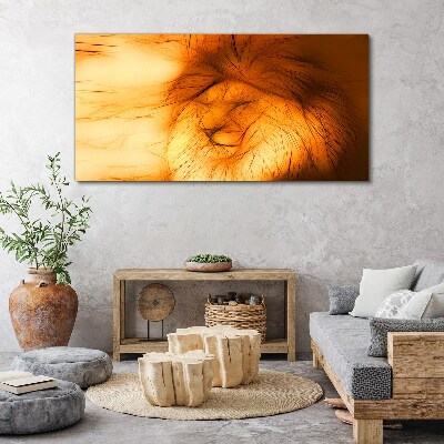 Golden Lion in Abstract Form Canvas Wall art