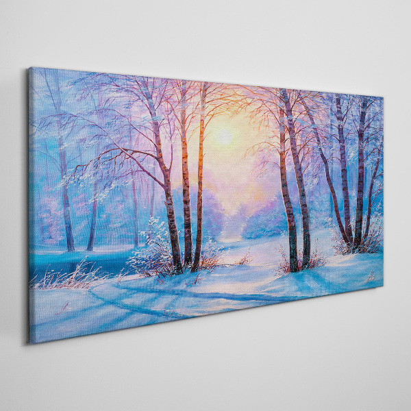 Winter morning in the forest Canvas Wall art