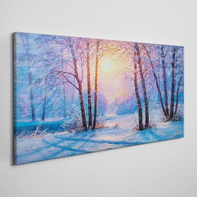 Winter morning in the forest Canvas Wall art