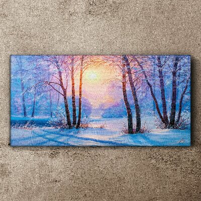 Winter morning in the forest Canvas Wall art