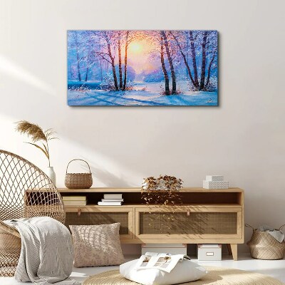 Winter morning in the forest Canvas Wall art