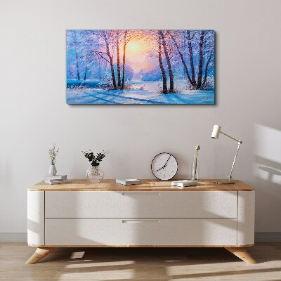 Winter morning in the forest Canvas Wall art