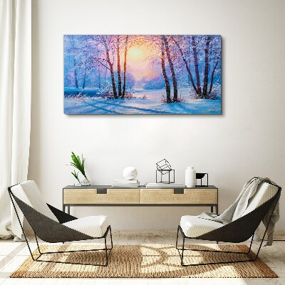 Winter morning in the forest Canvas Wall art