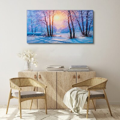 Winter morning in the forest Canvas Wall art