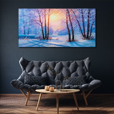Winter morning in the forest Canvas Wall art