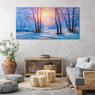 Winter morning in the forest Canvas Wall art