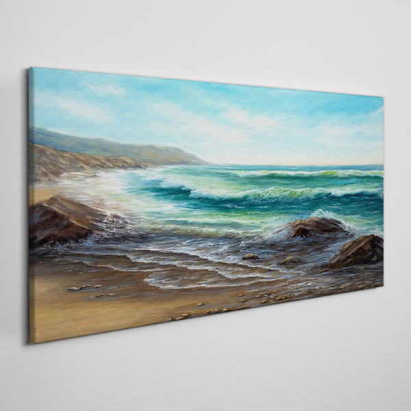 Calm waves on the seashore Canvas Wall art