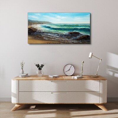 Calm waves on the seashore Canvas Wall art