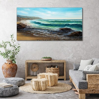 Calm waves on the seashore Canvas Wall art