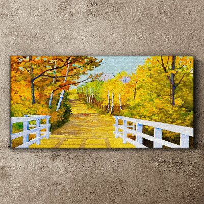 Golden path in the autumn forest Canvas Wall art