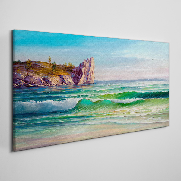 A wave in green and blue Canvas Wall art