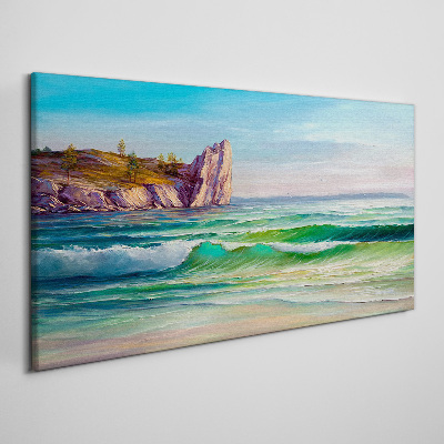 A wave in green and blue Canvas Wall art