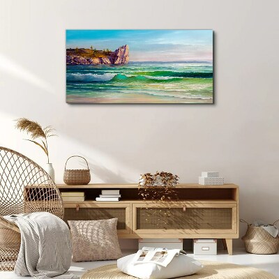 A wave in green and blue Canvas Wall art