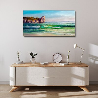 A wave in green and blue Canvas Wall art