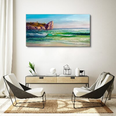 A wave in green and blue Canvas Wall art