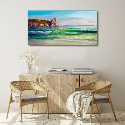A wave in green and blue Canvas Wall art