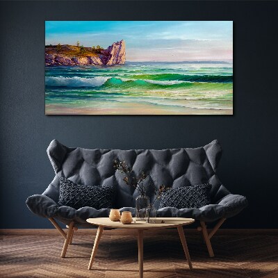 A wave in green and blue Canvas Wall art