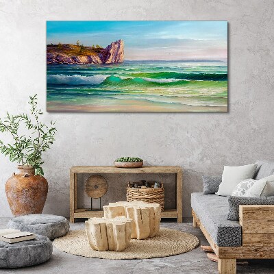 A wave in green and blue Canvas Wall art