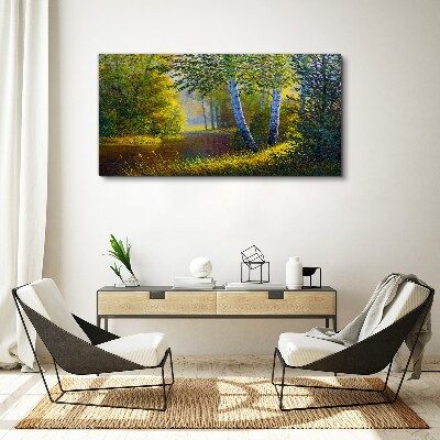 Golden light on the river bank Canvas Wall art