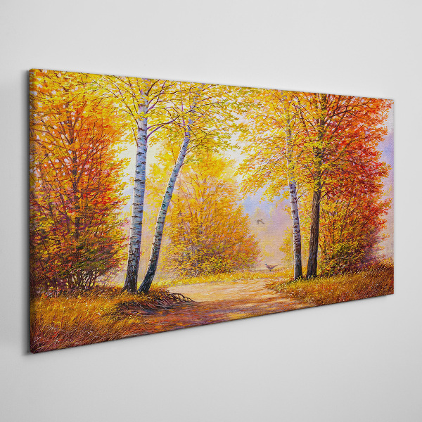 Golden autumn in the forest Canvas Wall art