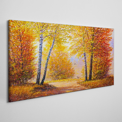 Golden autumn in the forest Canvas Wall art
