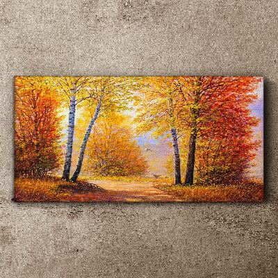 Golden autumn in the forest Canvas Wall art