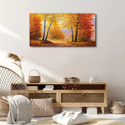 Golden autumn in the forest Canvas Wall art