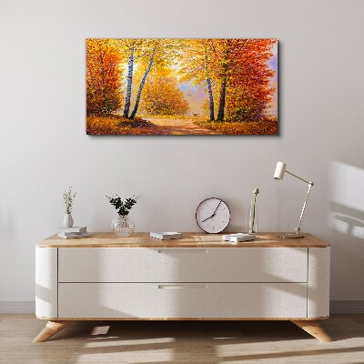 Golden autumn in the forest Canvas Wall art