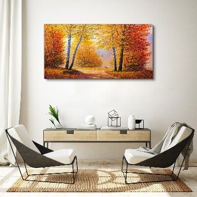 Golden autumn in the forest Canvas Wall art