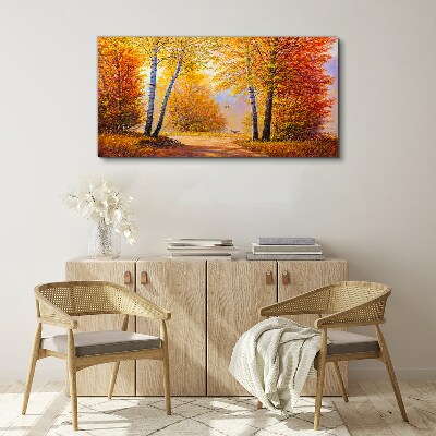 Golden autumn in the forest Canvas Wall art