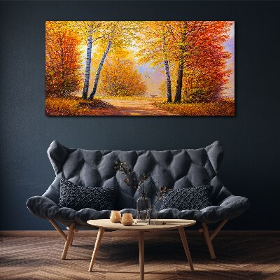 Golden autumn in the forest Canvas Wall art