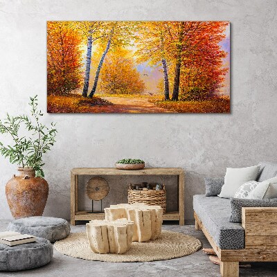 Golden autumn in the forest Canvas Wall art