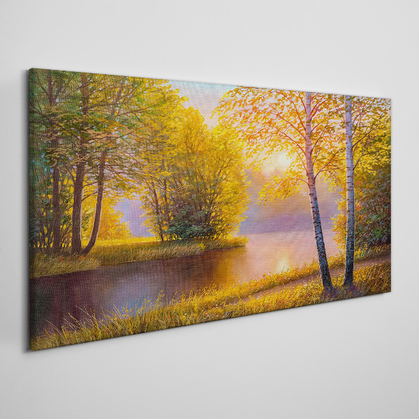 Golden Morning at the Lake Canvas Wall art