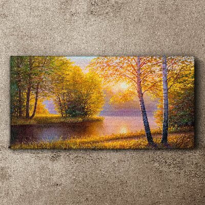 Golden Morning at the Lake Canvas Wall art