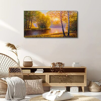 Golden Morning at the Lake Canvas Wall art