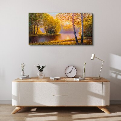 Golden Morning at the Lake Canvas Wall art